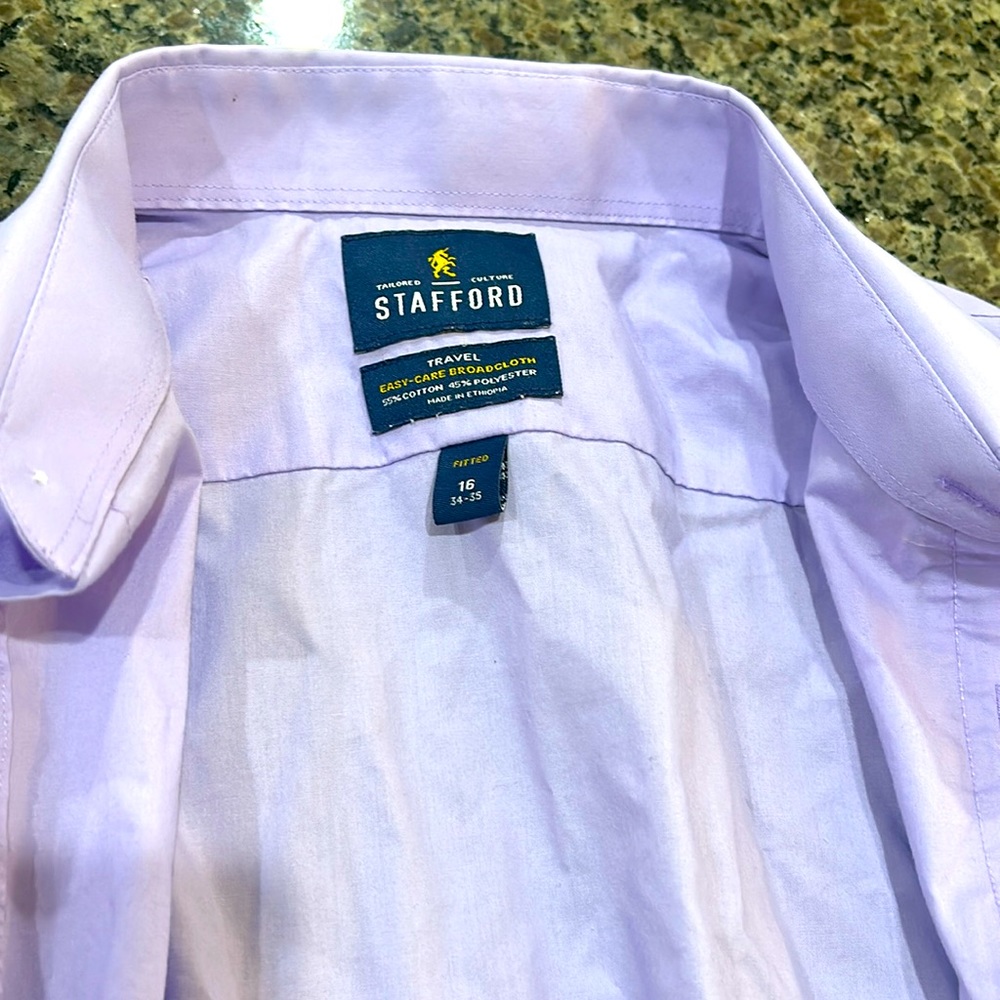 Men’s Stafford Dress Shirt Fitted Travel 16 34-35